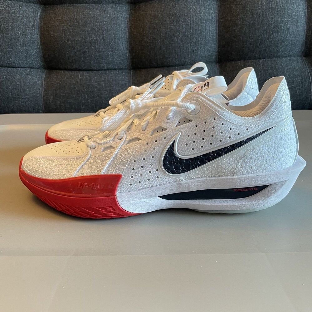 Mens Nike Air Zoom G.T. Cut 3 White Red Basketball Shoes DV2913-103